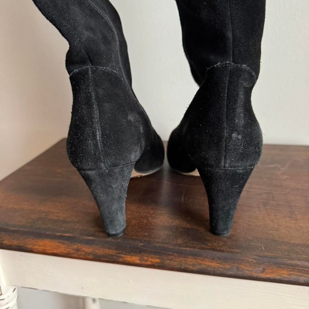 Vince Camuto Over the knee black suede boot size 6 pointed toe boho kitten heel - Picture 6 of 6